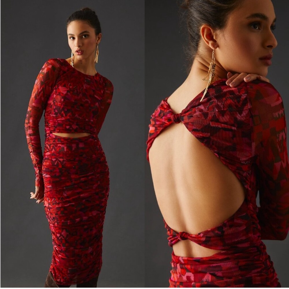 Misa Ruched Cut Out Bodycon Dress
